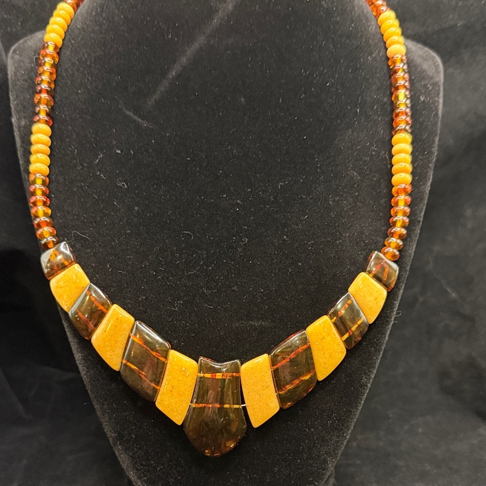 Jay King Amber and Yellow Gemstone Necklace- sterling silver (185) - Picture 2 of 6